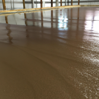Smooth, freshly poured concrete floor with reflective surface and subtle water-like ripples.